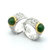 925 Sterling Silver nephrite green jade ear-hoop