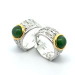 925 sterling silver with nephrite beads gold color necklace, 5 image