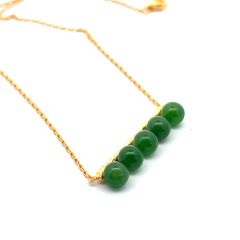 925 sterling silver with nephrite beads gold color necklace