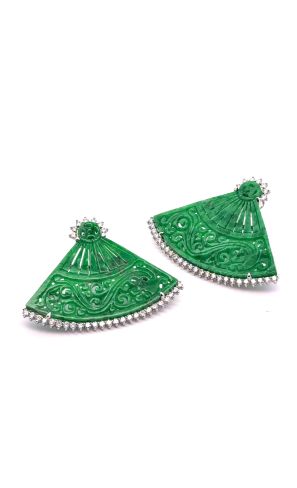 18k White gold jadeite and diamond earring