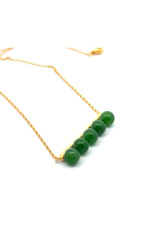 925 sterling silver with nephrite beads gold color necklace