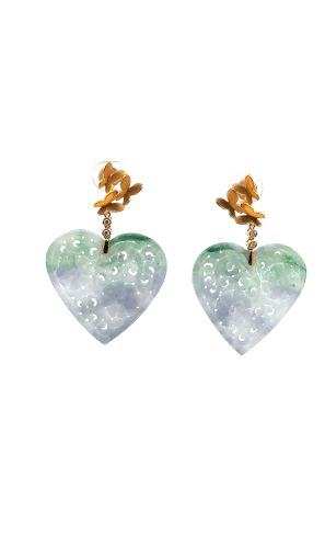 18k yellow gold tri-color of jadeite earring