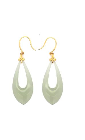18K yellow gold nephrite Jade Earrings