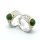 925 Sterling Silver nephrite green jade ear-hoop