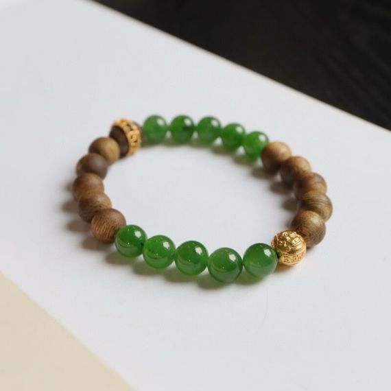 Hetian Jade Qinnan Agarwood  Bracelet, 2 image