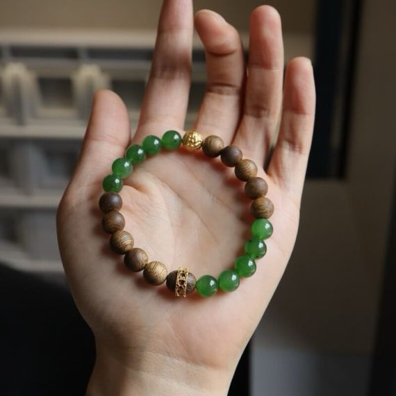 Hetian Jade Qinnan Agarwood  Bracelet, 3 image