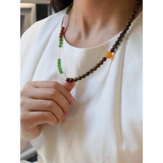 Hetian jade multicolored 6mm three-wrap bracelet/necklace, 5 image