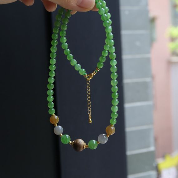 Hetian Jade Jasper 5mm Necklace, 3 image