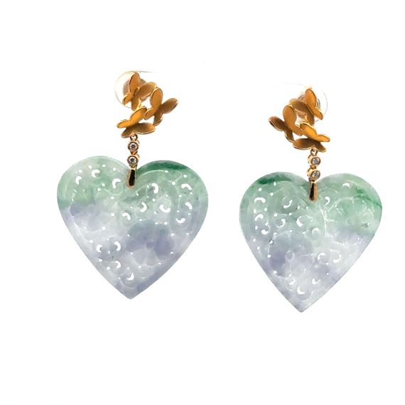 18k yellow gold tri-color of jadeite earring