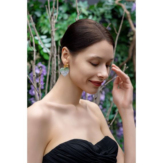 18k yellow gold tri-color of jadeite earring, 4 image