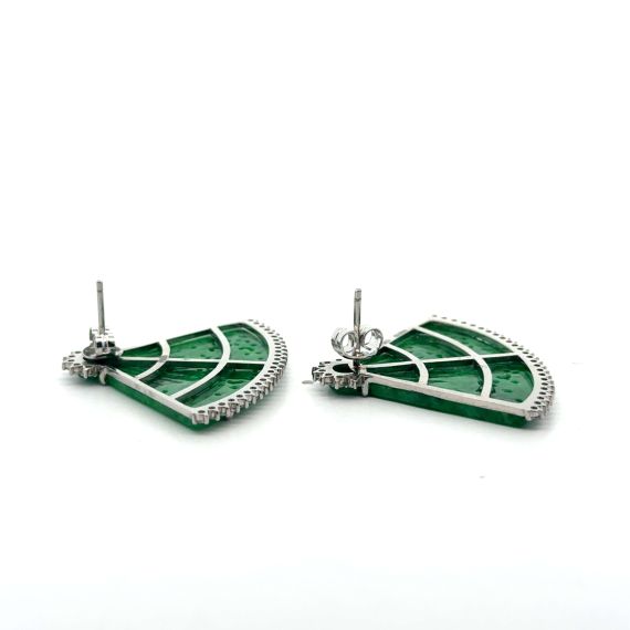 18k White gold jadeite and diamond earring, 6 image