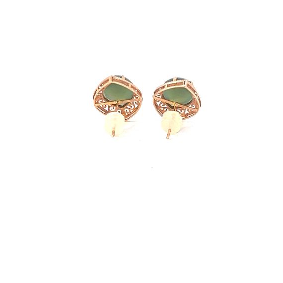 18K gold diamond nephrite cat's eye earrings, 4 image