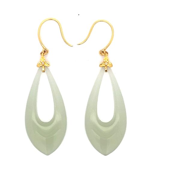 18K yellow gold nephrite Jade Earrings